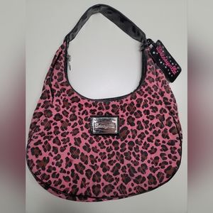 Betsey Johnson Betseyville Pink Leopard Quilted Hobo Purse Bag EUC